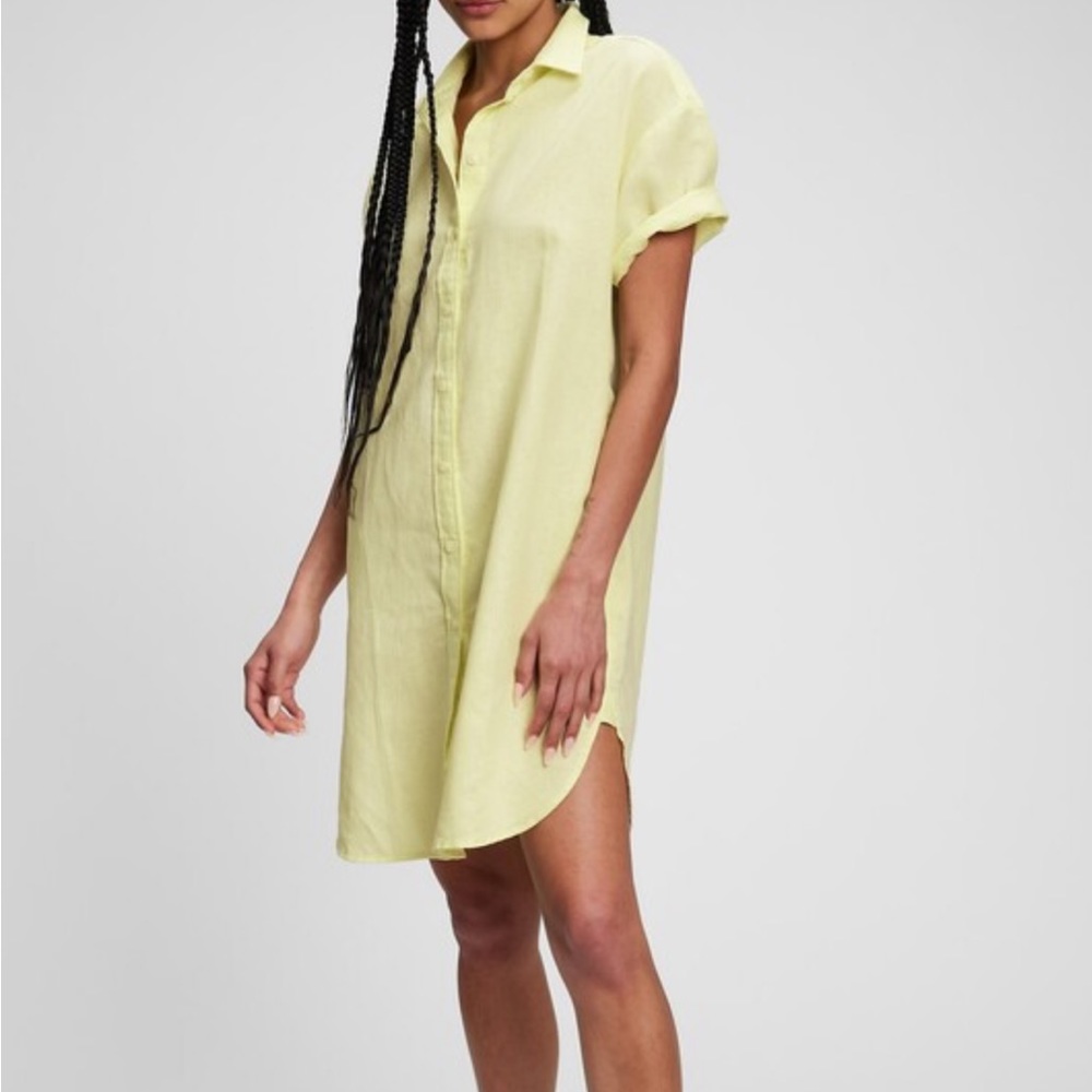 Gap Women - Linen- Cotton Shirt Dress /color : Citron / size S / NWOT